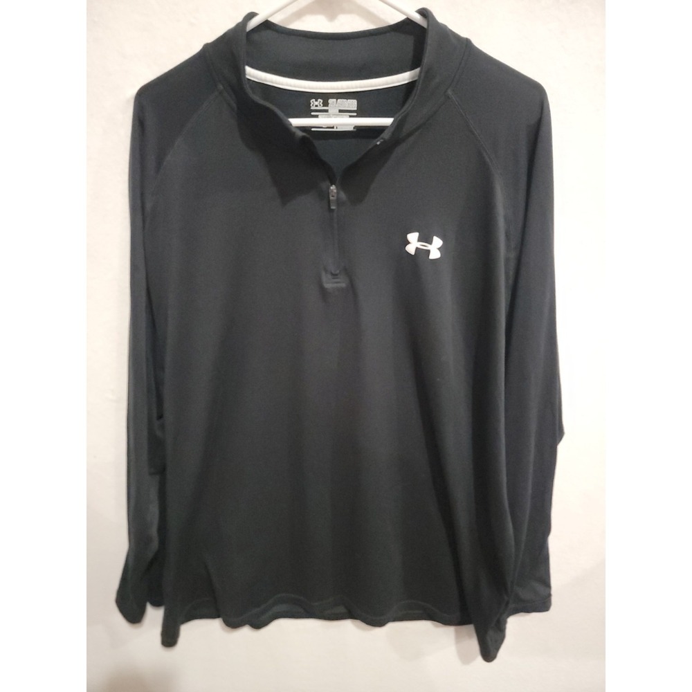 Under Armour Men's 1/4 Zip Long Sleeve Loose Fit‎ Athletic Shirt Size 2XL Black